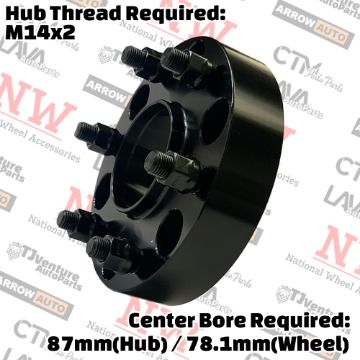 Show details for 2-Piece Set | 1.5” Thick | 6x135mm to 6x5.5” (6x139.7mm) | HubCentric Conversional Wheel Spacer Adapter | 87mm (Hub) / 78mm (Wheel) Center Bore | 14x1.5 Studs | Put Silverado Sierra Ram Wheels on Expedition F150 Lobo Expedition | 14x2 Open Lug Nuts Provided Picture of 2-Piece Set | 1.5” Thick | 6x135mm to 6x5.5” (6x139.7mm) | HubCentric Conversional Wheel Spacer Adapter | 87mm (Hub) / 78mm (Wheel) Center Bore | 14x1.5 Studs | Put Silverado Sierra Ram Wheels on Expedition F150 Lobo Expedition | 14x2 Open Lug Nuts Provided