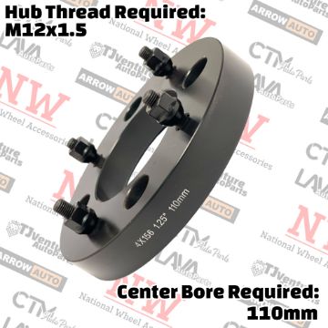 Show details for 2-Piece Set | 1.25” Thick | 4x156mm | HubCentric Wheel Spacer Adapter | 110mm Center Bore | 12x1.5 Studs | For UTV ATV Picture of 2-Piece Set | 1.25” Thick | 4x156mm | HubCentric Wheel Spacer Adapter | 110mm Center Bore | 12x1.5 Studs | For UTV ATV
