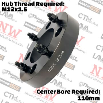 Show details for 2-Piece Set | 1.5” Thick | 4x156mm | HubCentric Wheel Spacer Adapter | 110mm Center Bore | 12x1.5 Studs | For UTV ATV Picture of 2-Piece Set | 1.5” Thick | 4x156mm | HubCentric Wheel Spacer Adapter | 110mm Center Bore | 12x1.5 Studs | For UTV ATV