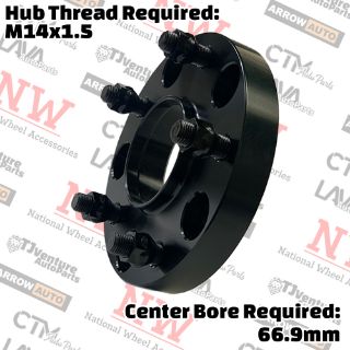 Picture of 2-Piece Set | 1” Thick | 5x120mm | HubCentric Wheel Spacer Adapter | 66.9mm Center Bore | 14x1.5 Studs | Fit CT5 CT6 CTS XT4 XTS Camaro Corvette Impala Malibu Equinox Terrain