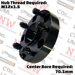 Picture of 2-Piece Set | 1.25” Thick | 5x4.5” (5x114.3mm) | HubCentric Wheel Spacer Adapter | 70mm Center Bore | 12x1.5 Studs | Fit Acura Buick Cadillac Chevy Oldsmobile Pontiac Saturn