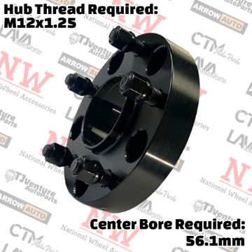 Show details for 2-Piece Set | 1.25” Thick | 5x4.5” (5x114.3mm) | HubCentric Wheel Spacer Adapter | 56.1mm Center Bore | 12x1.25 Studs | Fit Subaru WRX Outback Forester Legacy Ascent Tribeca Picture of 2-Piece Set | 1.25” Thick | 5x4.5” (5x114.3mm) | HubCentric Wheel Spacer Adapter | 56.1mm Center Bore | 12x1.25 Studs | Fit Subaru WRX Outback Forester Legacy Ascent Tribeca