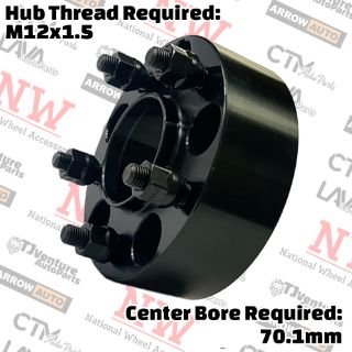 Picture of 2-Piece Set | 2” Thick | 5x4.5” (5x114.3mm) | HubCentric Wheel Spacer Adapter | 70mm Center Bore | 12x1.5 Studs | Fit Acura Buick Cadillac Chevy Oldsmobile Pontiac Saturn