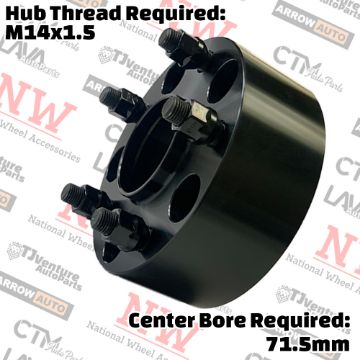 Show details for 2-Piece Set | 2.5” Thick | 5x5” (5x127mm) | HubCentric Wheel Spacer Adapter | 71.5mm Center Bore | 14x1.5 Studs | Fit Latest Jeep Gladiator Grand Cherokee Wrangler Dodge Durango Picture of 2-Piece Set | 2.5” Thick | 5x5” (5x127mm) | HubCentric Wheel Spacer Adapter | 71.5mm Center Bore | 14x1.5 Studs | Fit Latest Jeep Gladiator Grand Cherokee Wrangler Dodge Durango