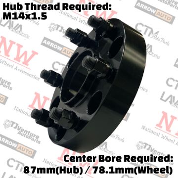Show details for 2-Piece Set | 1.25” Thick | 6x135mm to 6x5.5” (6x139.7mm) | HubCentric Conversional Wheel Spacer Adapter | 87mm (Hub) / 78mm (Wheel) Center Bore | 14x1.5 Studs | Put Silverado Sierra Ram Wheels on Expedition F150 Lobo Expedition Picture of 2-Piece Set | 1.25” Thick | 6x135mm to 6x5.5” (6x139.7mm) | HubCentric Conversional Wheel Spacer Adapter | 87mm (Hub) / 78mm (Wheel) Center Bore | 14x1.5 Studs | Put Silverado Sierra Ram Wheels on Expedition F150 Lobo Expedition