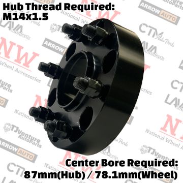 Show details for 2-Piece Set | 1.5” Thick | 6x135mm to 6x5.5” (6x139.7mm) | HubCentric Conversional Wheel Spacer Adapter | 87mm (Hub) / 78mm (Wheel) Center Bore | 14x1.5 Studs | Put Silverado Sierra Ram Wheels on Expedition F150 Lobo Expedition Picture of 2-Piece Set | 1.5” Thick | 6x135mm to 6x5.5” (6x139.7mm) | HubCentric Conversional Wheel Spacer Adapter | 87mm (Hub) / 78mm (Wheel) Center Bore | 14x1.5 Studs | Put Silverado Sierra Ram Wheels on Expedition F150 Lobo Expedition
