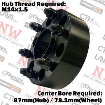 Show details for 2-Piece Set | 2” Thick | 6x135mm to 6x5.5” (6x139.7mm) | HubCentric Conversional Wheel Spacer Adapter | 87mm (Hub) / 78mm (Wheel) Center Bore | 14x1.5 Studs | Put Silverado Sierra Ram Wheels on Expedition F150 Lobo Expedition Picture of 2-Piece Set | 2” Thick | 6x135mm to 6x5.5” (6x139.7mm) | HubCentric Conversional Wheel Spacer Adapter | 87mm (Hub) / 78mm (Wheel) Center Bore | 14x1.5 Studs | Put Silverado Sierra Ram Wheels on Expedition F150 Lobo Expedition