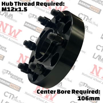 Show details for 2-Piece Set | 1.25” Thick | 6x5.5” (6x139.7mm) | HubCentric Wheel Spacer Adapter | 106mm Center Bore | 12x1.5 Studs | Fit Toyota 4Runner FJ Cruiser Tacoma Lexus GX Picture of 2-Piece Set | 1.25” Thick | 6x5.5” (6x139.7mm) | HubCentric Wheel Spacer Adapter | 106mm Center Bore | 12x1.5 Studs | Fit Toyota 4Runner FJ Cruiser Tacoma Lexus GX