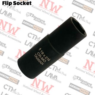 Picture of 1-Piece | 1/2” Drive Flip Deep Impact Socket | For 13/16” Hex and 3/4” Hex Lug Nuts / Lug Bolts