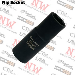 Picture of 1-Piece | 1/2” Drive Flip Deep Impact Socket | For 21mm Hex and 19mm Hex Lug Nuts / Lug Bolts