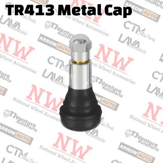 Picture of Wholesales | 100-Piece | Chrome Sleeved | Tire Valve Stem Snap-In Short Rubber Tubeless | Universal Fit | Part# TR413C