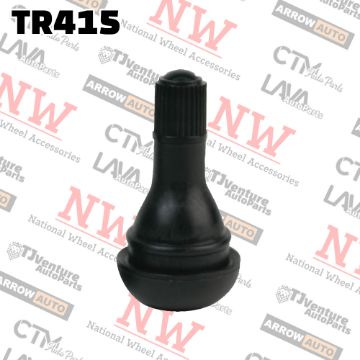 Show details for Wholesales | 100-Piece | Tire Valve Stem Snap-In Short Rubber Tubeless | 1 1/4” - .625” Valve Hole | Part# TR415 Picture of Wholesales | 100-Piece | Tire Valve Stem Snap-In Short Rubber Tubeless | 1 1/4” - .625” Valve Hole | Part# TR415