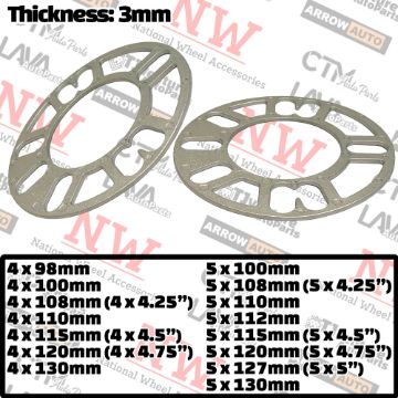 Show details for 2-Piece Set | 3mm Thick | Universal Wheel Space | 78mm Center Bore | 4x98mm 4x100mm 4x108mm 4x110mm 4x114.3mm 4x120mm 4x130mm 4x4.25” 4x4.5” 4x4.75” 5x100mm 5x108mm 5x110mm 5x112mm 5x115mm 5x114.3mm 5x120mm 5x127mm 5x130mm 5x4.25” 5x4.5” 5x4.75” 5x5” Picture of 2-Piece Set | 3mm Thick | Universal Wheel Space | 78mm Center Bore | 4x98mm 4x100mm 4x108mm 4x110mm 4x114.3mm 4x120mm 4x130mm 4x4.25” 4x4.5” 4x4.75” 5x100mm 5x108mm 5x110mm 5x112mm 5x115mm 5x114.3mm 5x120mm 5x127mm 5x130mm 5x4.25” 5x4.5” 5x4.75” 5x5”