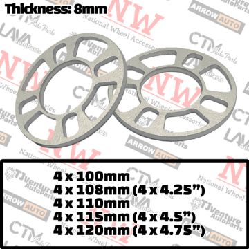 Show details for 2-Piece Set | 8mm Thick | Universal Wheel Space | 71mm Center Bore | 4x98mm 4x100mm 4x108mm 4x110mm 4x114.3mm 4x120mm Picture of 2-Piece Set | 8mm Thick | Universal Wheel Space | 71mm Center Bore | 4x98mm 4x100mm 4x108mm 4x110mm 4x114.3mm 4x120mm
