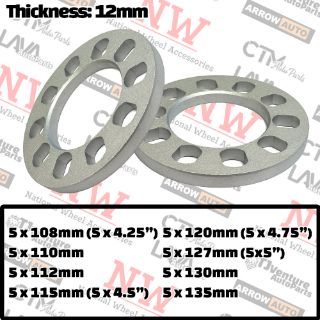 Picture of 2-Piece Set | 1/2” Thick | Universal Wheel Space | 89mm Center Bore | 5x108mm 5x110mm 5x112mm 5x115mm 5x114.3mm 5x120mm 5x127mm 5x130mm 5x135mm 5x4.25” 5x4.5” 5x4.75” 5x5”