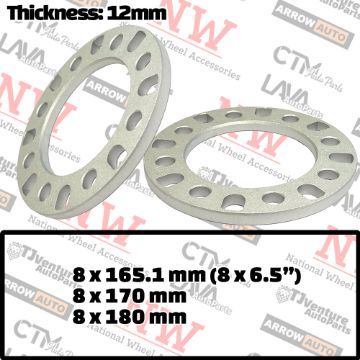 Show details for 2-Piece Set | 1/2” Thick | Universal Wheel Space | 126mm Center Bore |  8x165.1mm 8x170mm 8x180mm 8x6.5” Picture of 2-Piece Set | 1/2” Thick | Universal Wheel Space | 126mm Center Bore |  8x165.1mm 8x170mm 8x180mm 8x6.5”