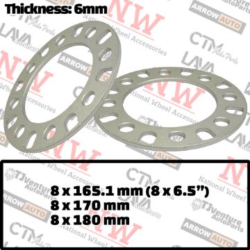 Show details for 2-Piece Set | 1/4” Thick | Universal Wheel Space | 126mm Center Bore |  8x165.1mm 8x170mm 8x180mm 8x6.5” Picture of 2-Piece Set | 1/4” Thick | Universal Wheel Space | 126mm Center Bore |  8x165.1mm 8x170mm 8x180mm 8x6.5”