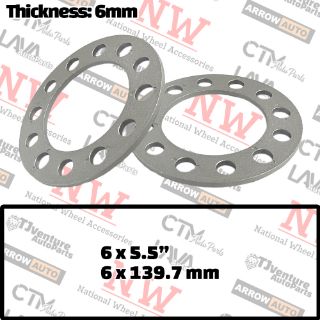 Picture of 2-Piece Set | 1/4” Thick | Universal Wheel Space | 6x139.7mm 6x5.5” | 106mm Center Bore | Fit F150 Silverado1500 Sierra1500 Ram1500 Tacoma Tundra 4Runner Ranger