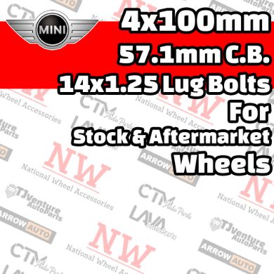 Picture for category Mini Cooper 4x100mm 57.1mm Center Bore with 14x1.25 Bolts For Stock & Aftermarket Wheel