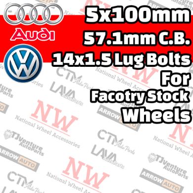 Picture for category Audi / Volkswagen 5x100mm 57.1mm Center Bore with 14x1.5 Bolts For Stock Wheel