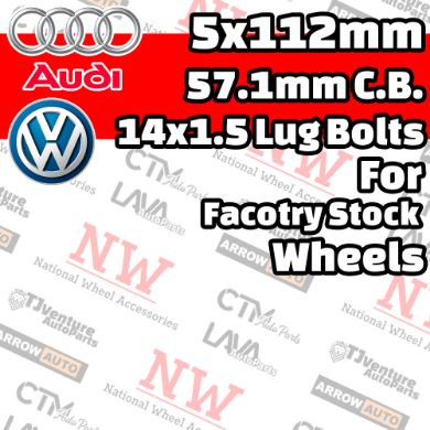 Picture for category Audi / Volkswagen 5x112mm 57.1mm Center Bore with 14x1.5 Bolts For Stock Wheel