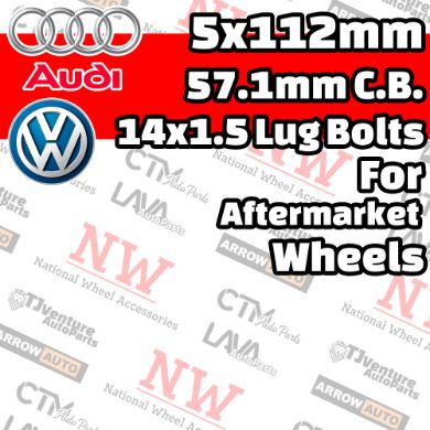 Picture for category Audi / Volkswagen 5x112mm 57.1mm Center Bore with 14x1.5 Bolts For Aftermarket Wheel