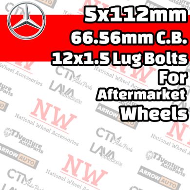 Picture for category Mercedes  5x112mm 66.56mm Center Bore with 12x1.5 Bolts For Aftermarket Wheel