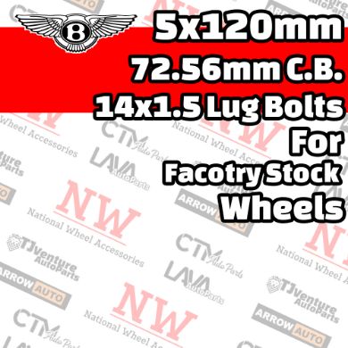 Picture for category Bentley 5x120mm 72.56mm Center Bore with 14x1.5 Bolts For Stock Wheel