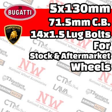 Picture for category Bugatti / URUS 5x130mm 71.5mm Center Bore with 14x1.5 Bolts For Stock & Aftermarket Wheel