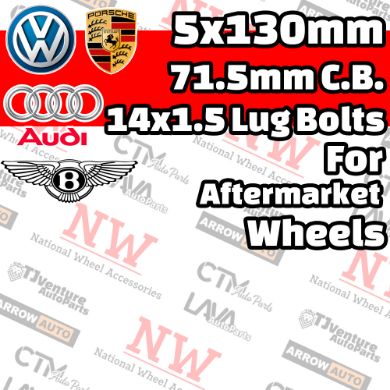 Picture for category Audi / Bentley / Porsche / Toureg 5x130mm 71.5mm Center Bore with 14x1.5 Bolts For Aftermarket Wheel