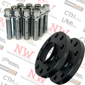 Show details for 2-Piece Set | 17mm Thick | 5x130mm | HubCentric Wheel Spacers | 84.1mm Center Bore | Chrome Extended 14x1.5 Conical Seat Bolts | Fit Mercedes G Wagen Aftermarket Wheels Picture of 2-Piece Set | 17mm Thick | 5x130mm | HubCentric Wheel Spacers | 84.1mm Center Bore | Chrome Extended 14x1.5 Conical Seat Bolts | Fit Mercedes G Wagen Aftermarket Wheels