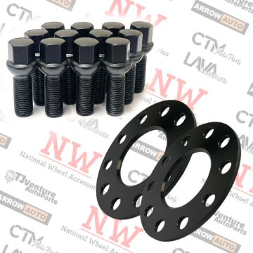 Show details for 4-Piece Set | 5mm Thick | 4x100mm | Wheel Spacers | 57.1mm Center Bore | Black Extended 12x1.5 R13 Ball Seat Bolts | Fit Volkswagen Audi Stock Wheels Picture of 4-Piece Set | 5mm Thick | 4x100mm | Wheel Spacers | 57.1mm Center Bore | Black Extended 12x1.5 R13 Ball Seat Bolts | Fit Volkswagen Audi Stock Wheels