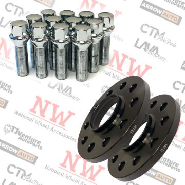 Show details for 2-Piece Set | 12mm Thick | 4x100mm | HubCentric Wheel Spacers | 57.1mm Center Bore | Chrome Extended 12x1.5 Conical Seat Bolts | Fit Volkswagen Audi Aftermarket Wheels Picture of 2-Piece Set | 12mm Thick | 4x100mm | HubCentric Wheel Spacers | 57.1mm Center Bore | Chrome Extended 12x1.5 Conical Seat Bolts | Fit Volkswagen Audi Aftermarket Wheels