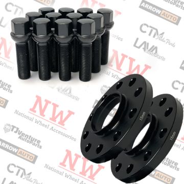 Show details for 4-Piece Set | 15mm Thick | 4x100mm | HubCentric Wheel Spacers | 57.1mm Center Bore | Black Extended 14x1.5 R13 Ball Seat Bolts | Fit Volkswagen Stock Wheels Picture of 4-Piece Set | 15mm Thick | 4x100mm | HubCentric Wheel Spacers | 57.1mm Center Bore | Black Extended 14x1.5 R13 Ball Seat Bolts | Fit Volkswagen Stock Wheels