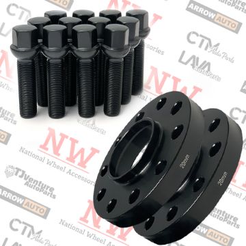 Show details for 4-Piece Set | 20mm Thick | 5x100mm & 5x112mm | HubCentric Wheel Spacers | 57.1mm Center Bore | Black Extended 14x1.5 R13 Ball Seat Bolts | Fit Volkswagen Audi Bentley Stock Wheels Picture of 4-Piece Set | 20mm Thick | 5x100mm & 5x112mm | HubCentric Wheel Spacers | 57.1mm Center Bore | Black Extended 14x1.5 R13 Ball Seat Bolts | Fit Volkswagen Audi Bentley Stock Wheels