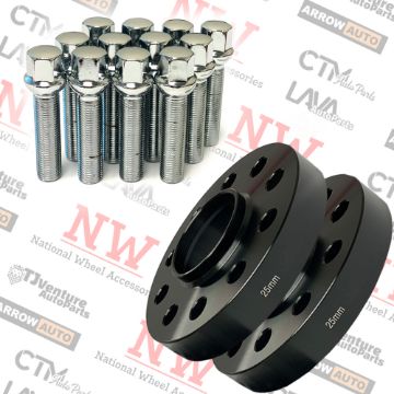 Show details for 4-Piece Set | 25mm Thick | 5x112mm | HubCentric Wheel Spacers | 66.56mm Center Bore | Chrome Extended 14x1.5 R13 Ball Seat Bolts | Fit Volkswagen Audi Mercedes Macan Stock Wheels Picture of 4-Piece Set | 25mm Thick | 5x112mm | HubCentric Wheel Spacers | 66.56mm Center Bore | Chrome Extended 14x1.5 R13 Ball Seat Bolts | Fit Volkswagen Audi Mercedes Macan Stock Wheels