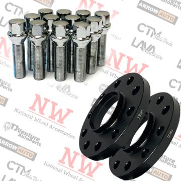 Show details for 2-Piece Set | 15mm Thick | 5x112mm | HubCentric Wheel Spacers | 66.56mm Center Bore | Chrome Extended 14x1.5 Conical Bolts | Fit Volkswagen Audi Mercedes Macan Aftermarket Wheels Picture of 2-Piece Set | 15mm Thick | 5x112mm | HubCentric Wheel Spacers | 66.56mm Center Bore | Chrome Extended 14x1.5 Conical Bolts | Fit Volkswagen Audi Mercedes Macan Aftermarket Wheels