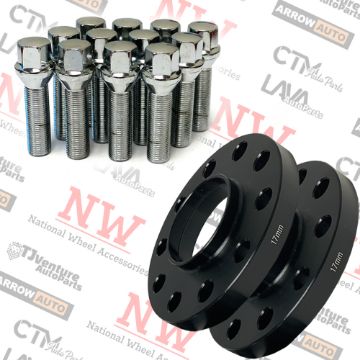 Show details for 4-Piece Set | 17mm Thick | 5x112mm | HubCentric Wheel Spacers | 66.56mm Center Bore | Chrome Extended 14x1.25 Conical Bolts | Fit Latest BMW & More Picture of 4-Piece Set | 17mm Thick | 5x112mm | HubCentric Wheel Spacers | 66.56mm Center Bore | Chrome Extended 14x1.25 Conical Bolts | Fit Latest BMW & More