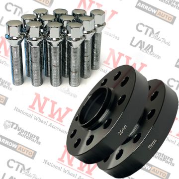 Show details for 2-Piece Set | 25mm Thick | 5x130mm | HubCentric Wheel Spacers | 71.5mm Center Bore | Chrome Extended 14x1.5 Conical Bolts | Fit Bugatti Lamborghini URUS Picture of 2-Piece Set | 25mm Thick | 5x130mm | HubCentric Wheel Spacers | 71.5mm Center Bore | Chrome Extended 14x1.5 Conical Bolts | Fit Bugatti Lamborghini URUS