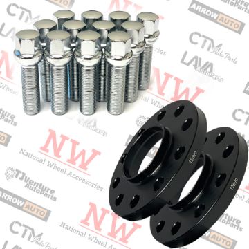 Show details for 4-Piece Set | 15mm Thick | 5x112mm | HubCentric Wheel Spacers | 66.56mm Center Bore | Chrome Extended 12x1.5 R13 Ball Seat Bolts | Fit Mercedes Stock Wheels Picture of 4-Piece Set | 15mm Thick | 5x112mm | HubCentric Wheel Spacers | 66.56mm Center Bore | Chrome Extended 12x1.5 R13 Ball Seat Bolts | Fit Mercedes Stock Wheels