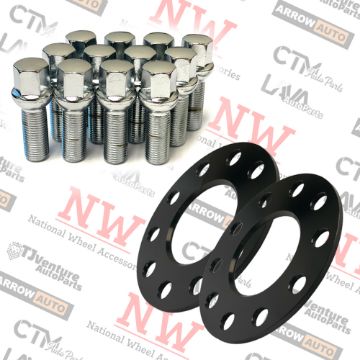 Show details for 4-Piece Set | 5mm Thick | 5x112mm | Wheel Spacers | 66.56mm Center Bore | Chrome Extended 12x1.5 R13 Ball Seat Bolts | Fit Mercedes Stock Wheels Picture of 4-Piece Set | 5mm Thick | 5x112mm | Wheel Spacers | 66.56mm Center Bore | Chrome Extended 12x1.5 R13 Ball Seat Bolts | Fit Mercedes Stock Wheels