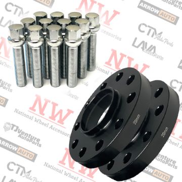 Show details for 2-Piece Set | 20mm Thick | 5x112mm | HubCentric Wheel Spacers | 66.56mm Center Bore | Chrome Extended 12x1.5 R13 Ball Seat Bolts | Fit Mercedes Stock Wheels Picture of 2-Piece Set | 20mm Thick | 5x112mm | HubCentric Wheel Spacers | 66.56mm Center Bore | Chrome Extended 12x1.5 R13 Ball Seat Bolts | Fit Mercedes Stock Wheels