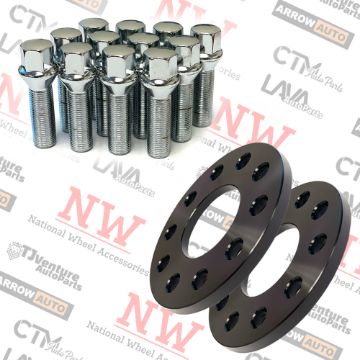 Show details for 2-Piece Set | 12mm Thick | 5x112mm | Wheel Spacers | 66.56mm Center Bore | Chrome Extended 14x1.5 Conical Bolts | Fit Volkswagen Audi Mercedes Macan Aftermarket Wheels Picture of 2-Piece Set | 12mm Thick | 5x112mm | Wheel Spacers | 66.56mm Center Bore | Chrome Extended 14x1.5 Conical Bolts | Fit Volkswagen Audi Mercedes Macan Aftermarket Wheels