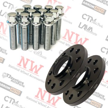 Show details for 4-Piece Set | 12mm Thick | 5x112mm | HubCentric Wheel Spacers | 66.56mm Center Bore | Chrome Extended 14x1.5 R13 Ball Seat Bolts | Fit Mercedes Stock Wheels Picture of 4-Piece Set | 12mm Thick | 5x112mm | HubCentric Wheel Spacers | 66.56mm Center Bore | Chrome Extended 14x1.5 R13 Ball Seat Bolts | Fit Mercedes Stock Wheels