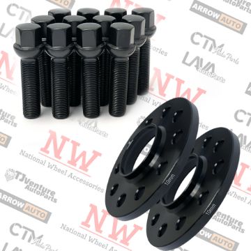 Show details for 2-Piece Set | 10mm Thick | 5x130mm | HubCentric Wheel Spacers | 84.1mm Center Bore | Black Extended 14x1.5 R13 Ball Seat Bolts | Fit Mercedes G Wagen Stock Wheels Picture of 2-Piece Set | 10mm Thick | 5x130mm | HubCentric Wheel Spacers | 84.1mm Center Bore | Black Extended 14x1.5 R13 Ball Seat Bolts | Fit Mercedes G Wagen Stock Wheels