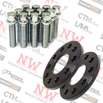 Show details for 4-Piece Set | 12mm Thick | 5x112mm | Wheel Spacers | 66.56mm Center Bore | Chrome Extended 12x1.5 R13 Ball Seat Bolts | Fit Mercedes Stock Wheels Picture of 4-Piece Set | 12mm Thick | 5x112mm | Wheel Spacers | 66.56mm Center Bore | Chrome Extended 12x1.5 R13 Ball Seat Bolts | Fit Mercedes Stock Wheels