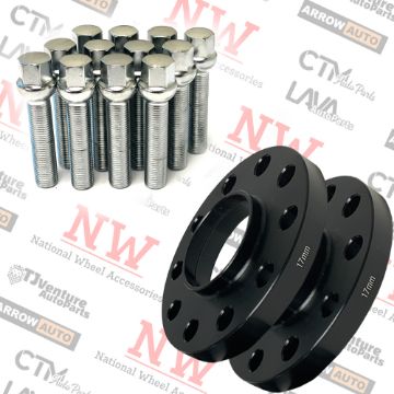 Show details for 4-Piece Set | 17mm Thick | 5x112mm | HubCentric Wheel Spacers | 66.56mm Center Bore | Chrome Extended 12x1.5 R13 Ball Seat Bolts | Fit Mercedes Stock Wheels Picture of 4-Piece Set | 17mm Thick | 5x112mm | HubCentric Wheel Spacers | 66.56mm Center Bore | Chrome Extended 12x1.5 R13 Ball Seat Bolts | Fit Mercedes Stock Wheels