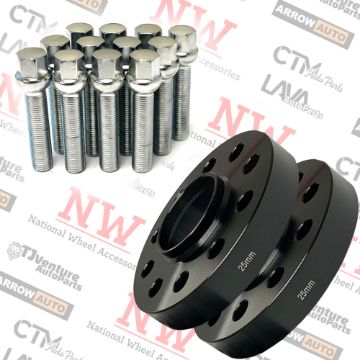 Show details for 4-Piece Set | 25mm Thick | 5x112mm | HubCentric Wheel Spacers | 66.56mm Center Bore | Chrome Extended 12x1.5 R13 Ball Seat Bolts | Fit Mercedes Stock Wheels Picture of 4-Piece Set | 25mm Thick | 5x112mm | HubCentric Wheel Spacers | 66.56mm Center Bore | Chrome Extended 12x1.5 R13 Ball Seat Bolts | Fit Mercedes Stock Wheels